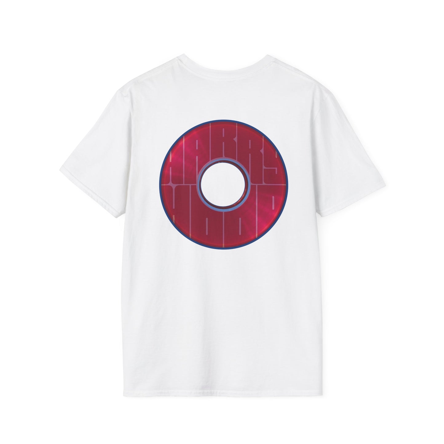 Classic Donut Tee - Unisex Soft-Style - "Harry Left His Donut Shirt" - series 1.0  - variant 1 - red/magenta donut - w/hole