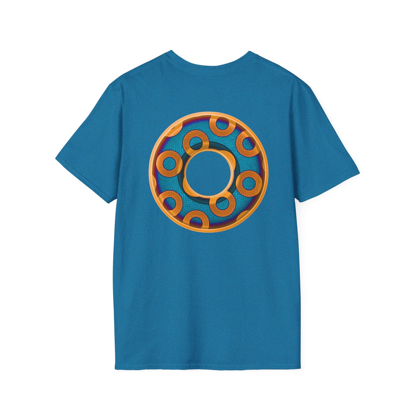 Plain Donuts/Unisex Soft-Style - "Plain Rustic Paradoxical Donuts" - light blue/orange donuts
