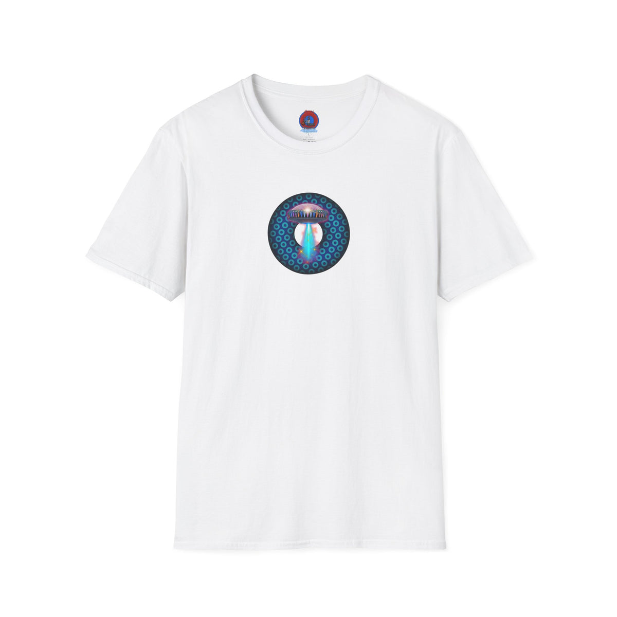 Classic Donut Tee - Unisex Soft-Style - "Donuts now Served on the Mothership" - series 1.0  - variant 3  - blue/light blue donut