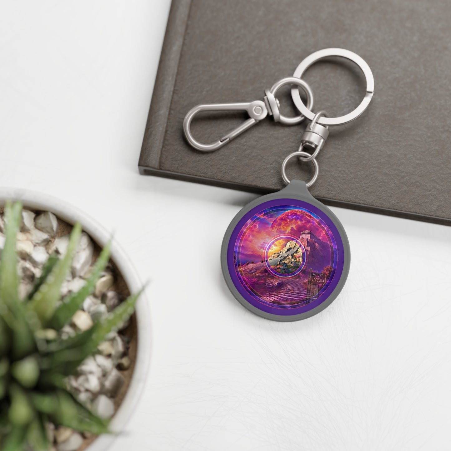Lumpy Donut Keychain - "Icculus Mountain Fresh Donuts" - series 1.0 - purple picture donut