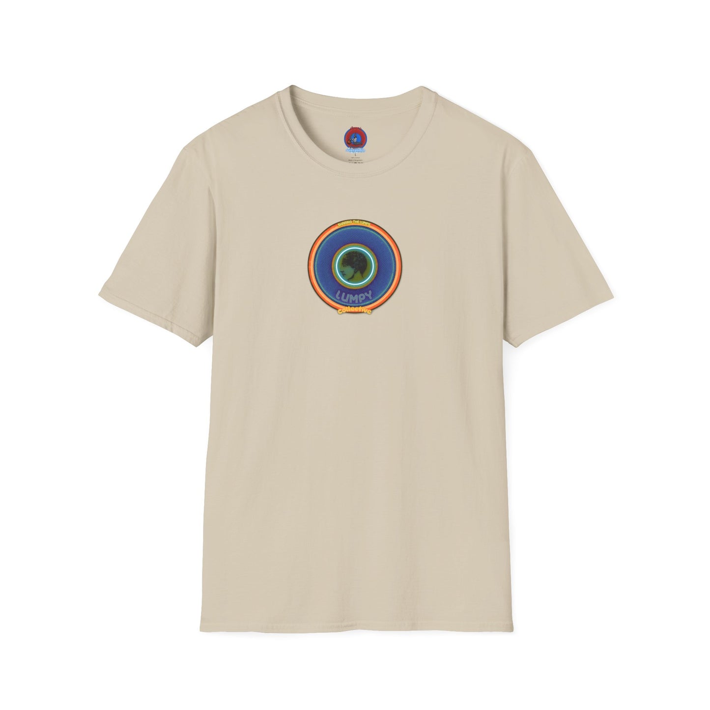 Classic Donut Tee - Unisex Soft-Style - "Lumpy Collective Donut" - blue/orange lumpy donut - variant 4
