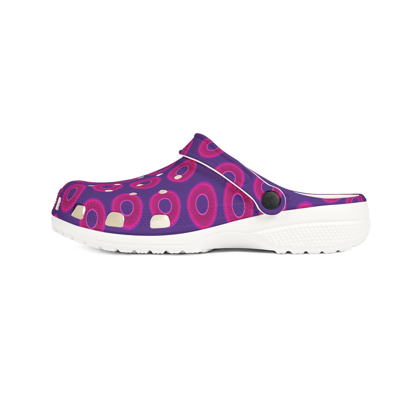 Spatchcocks - donut slip-on shoes - vivid magenta donuts w/dark purple background [unisex]