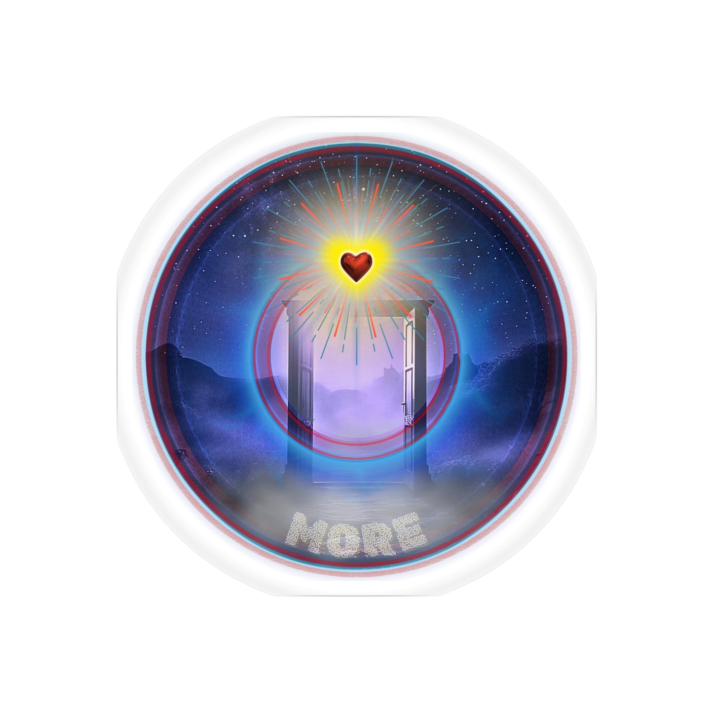 Donut Bumper/Outdoor Sticker - "The More Charitable Donut" - series 1.0 - blue picture donut - [Die-Cut] 6"x 6"