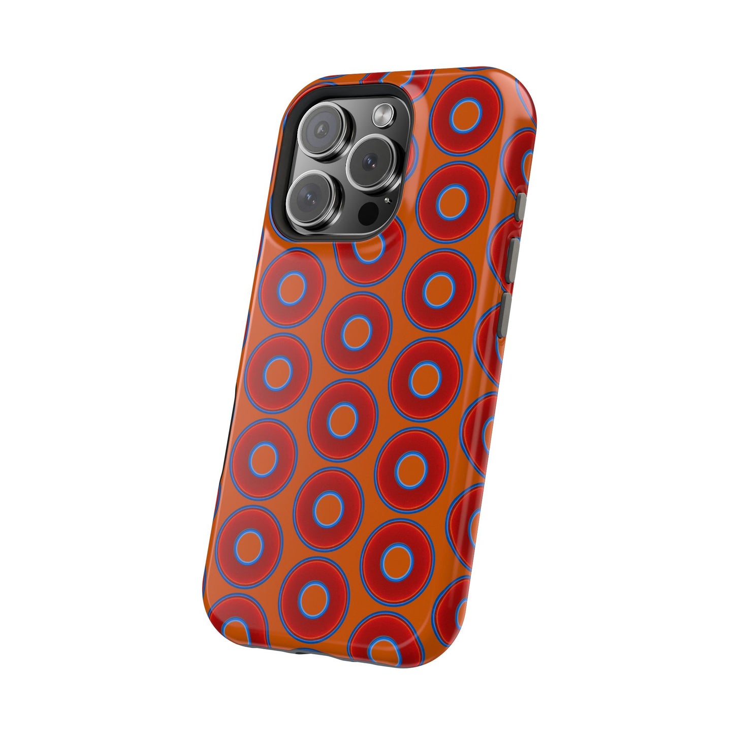Magnetic Tough Donut Case - red vivid donut print w/dark orange background