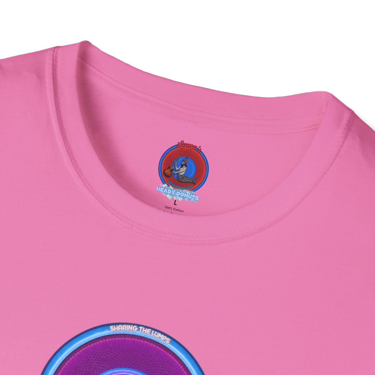 Classic Donut Tee - Unisex Soft-Style - "Lumpy Collective Donut" - rustic purple/light blue lumpy donut - variant 2