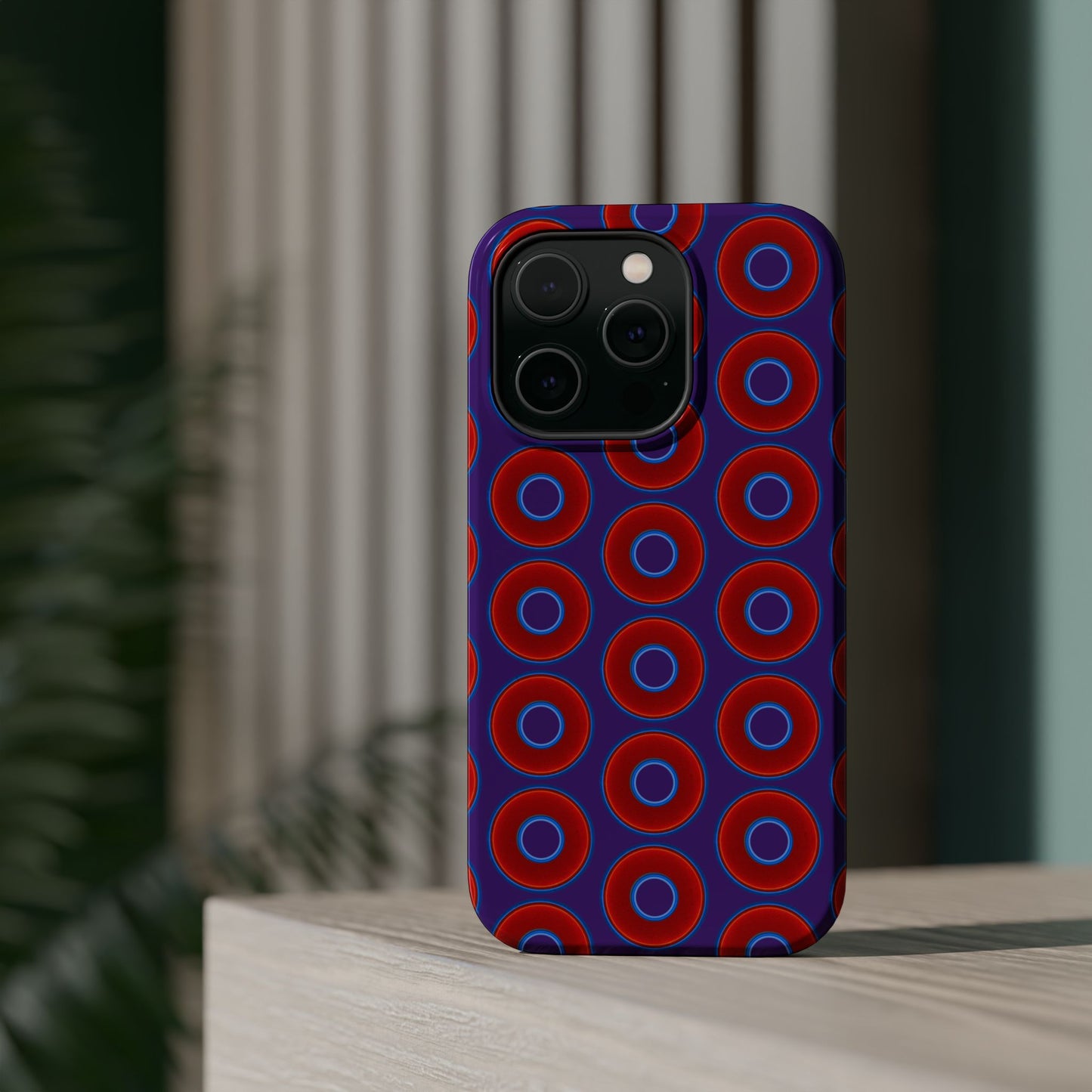 Magnetic Tough Donut Case - red vivid donut print w/purple background