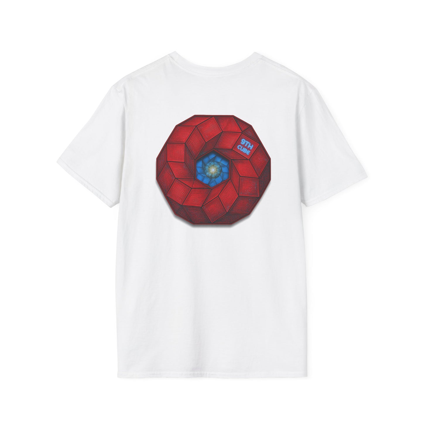 Classic Donut Tee - Unisex Soft-Style - "The 9th Donut" - rustic red/blue cubed donut - variant 2