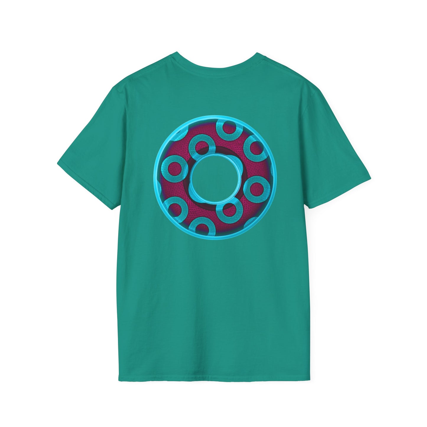 Plain Donuts/Unisex Soft-Style - "Plain Rustic Paradoxical Donuts" - aquamarine/burgundy donuts
