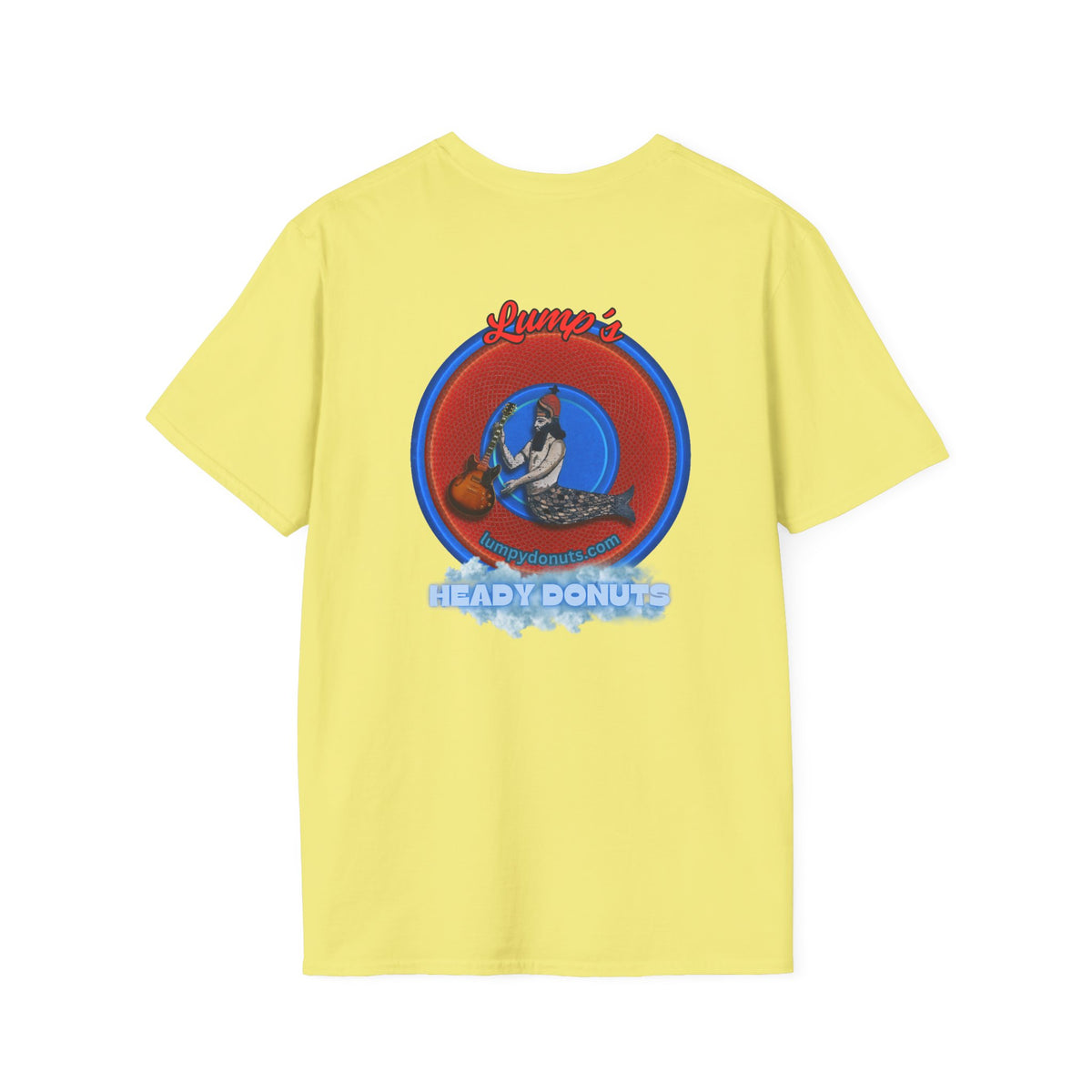 Classic Donut Tee - Unisex Soft-Style - "Lump's Heady Donuts Logo" - series 1.0  - red/blue rustic donut