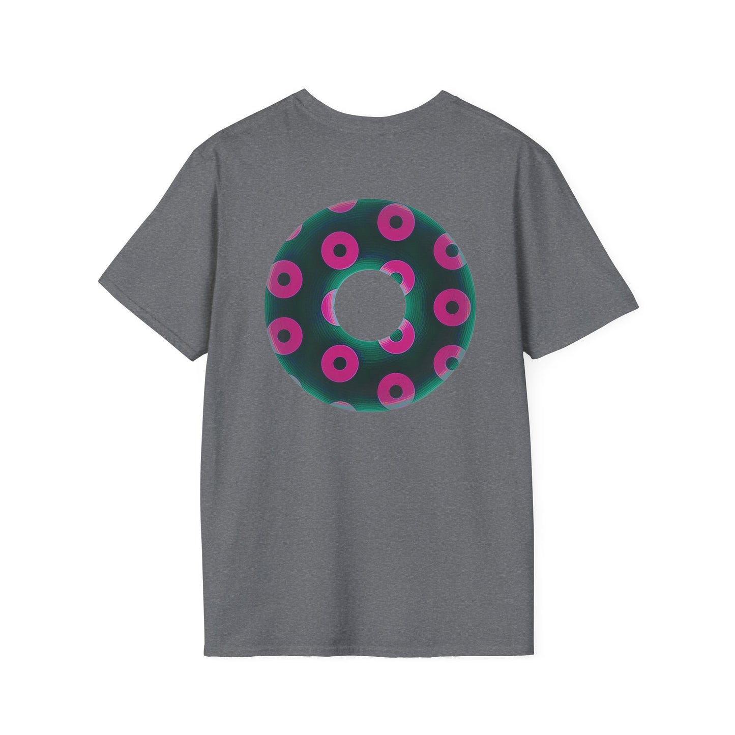 Plain Donuts/Unisex Soft-Style - "Plain Blimpy Paradoxical Donuts" - dark green/magenta donuts