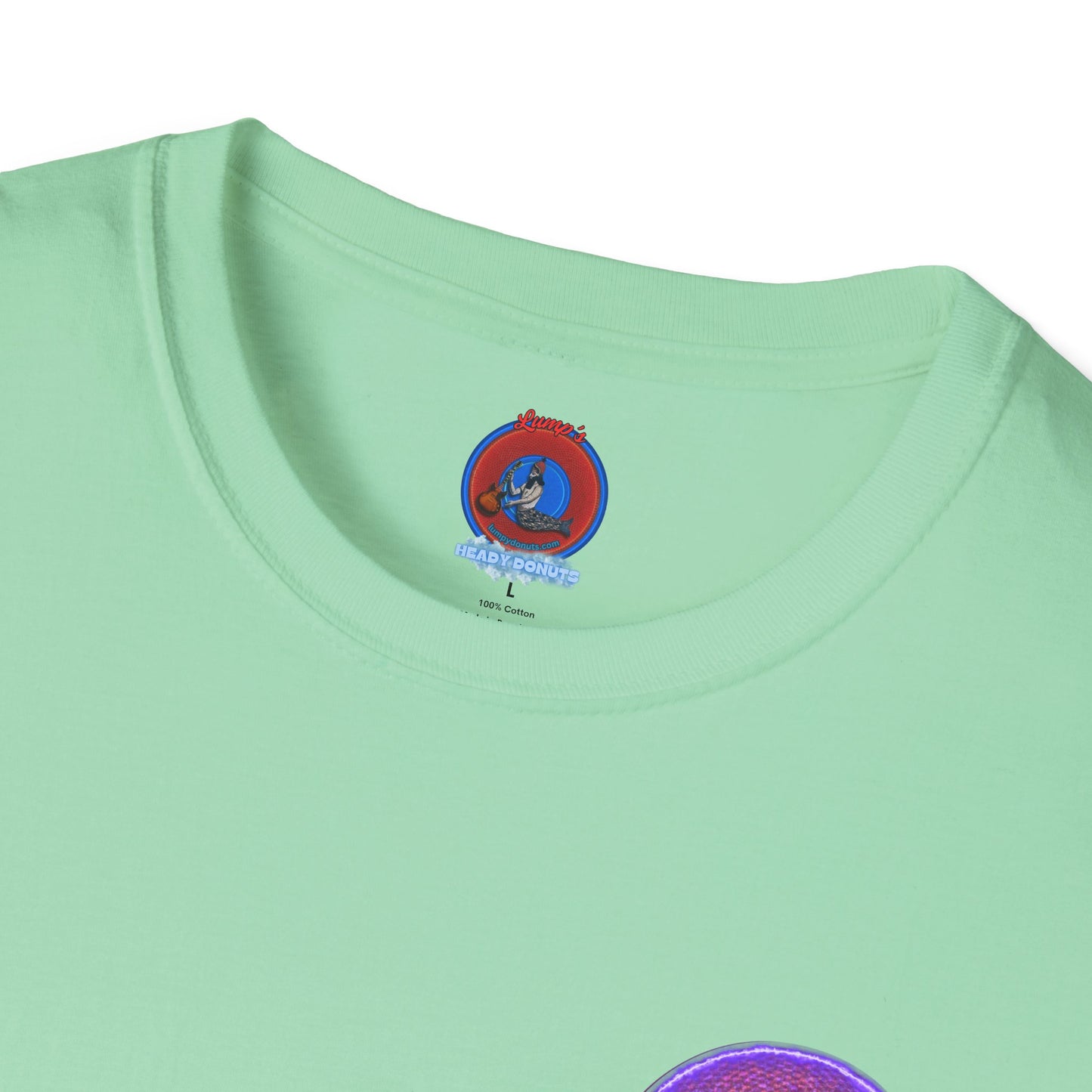 Classic Donut Tee - Unisex Soft-Style - "The Frankenstein Donut - It's Alive! " - series 1.0  - purple-ish donut