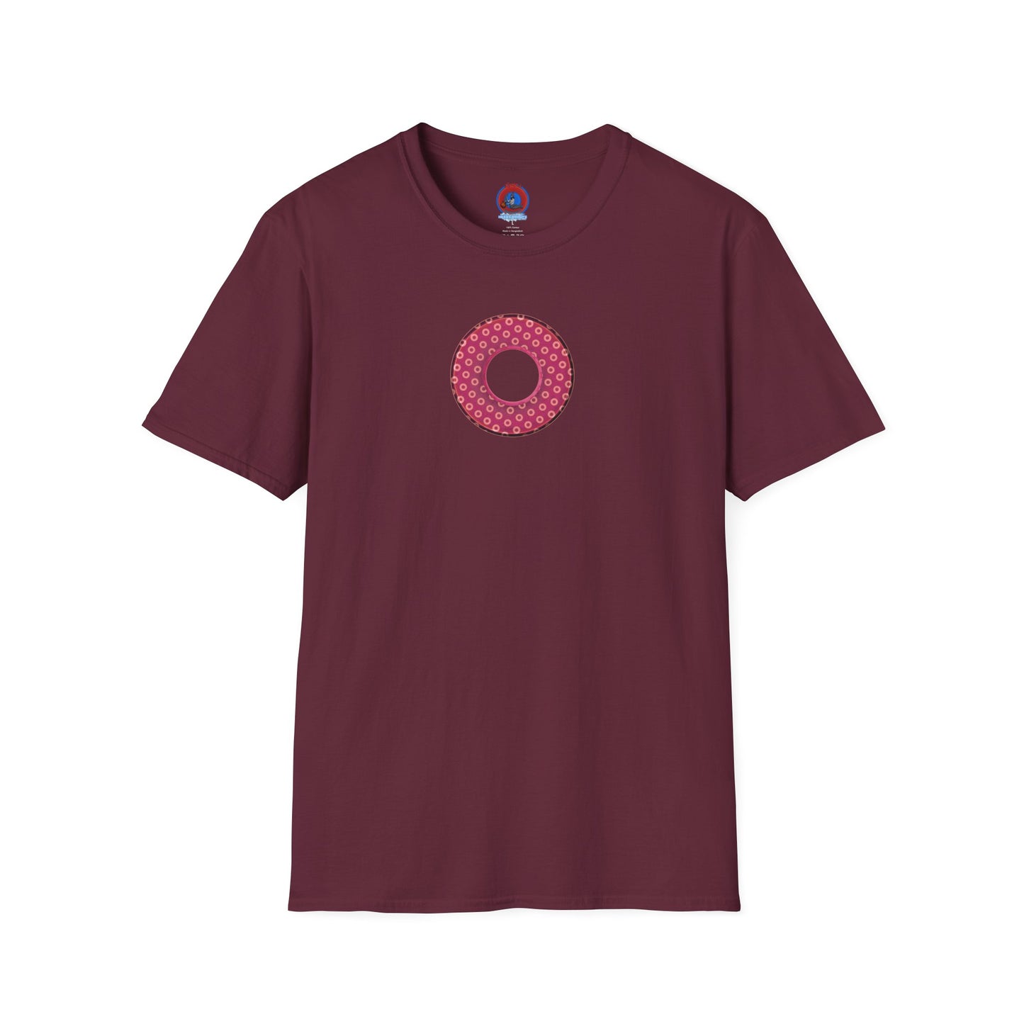 Plain Donuts/Unisex Soft-Style - "Plain Electric Paradoxical Donuts" - dark magenta/coral donuts