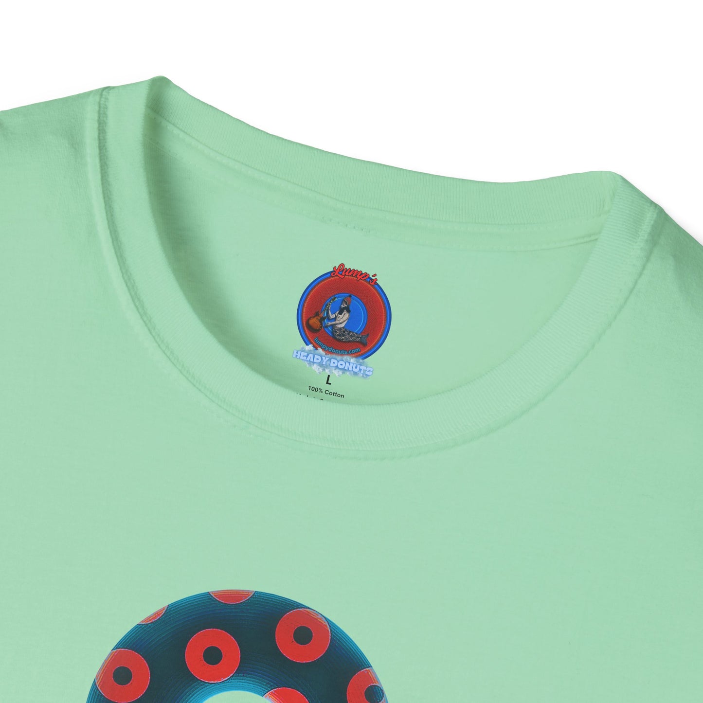 Plain Donuts/Unisex Soft-Style - "Plain Blimpy Paradoxical Donuts" - steel blue/red donuts