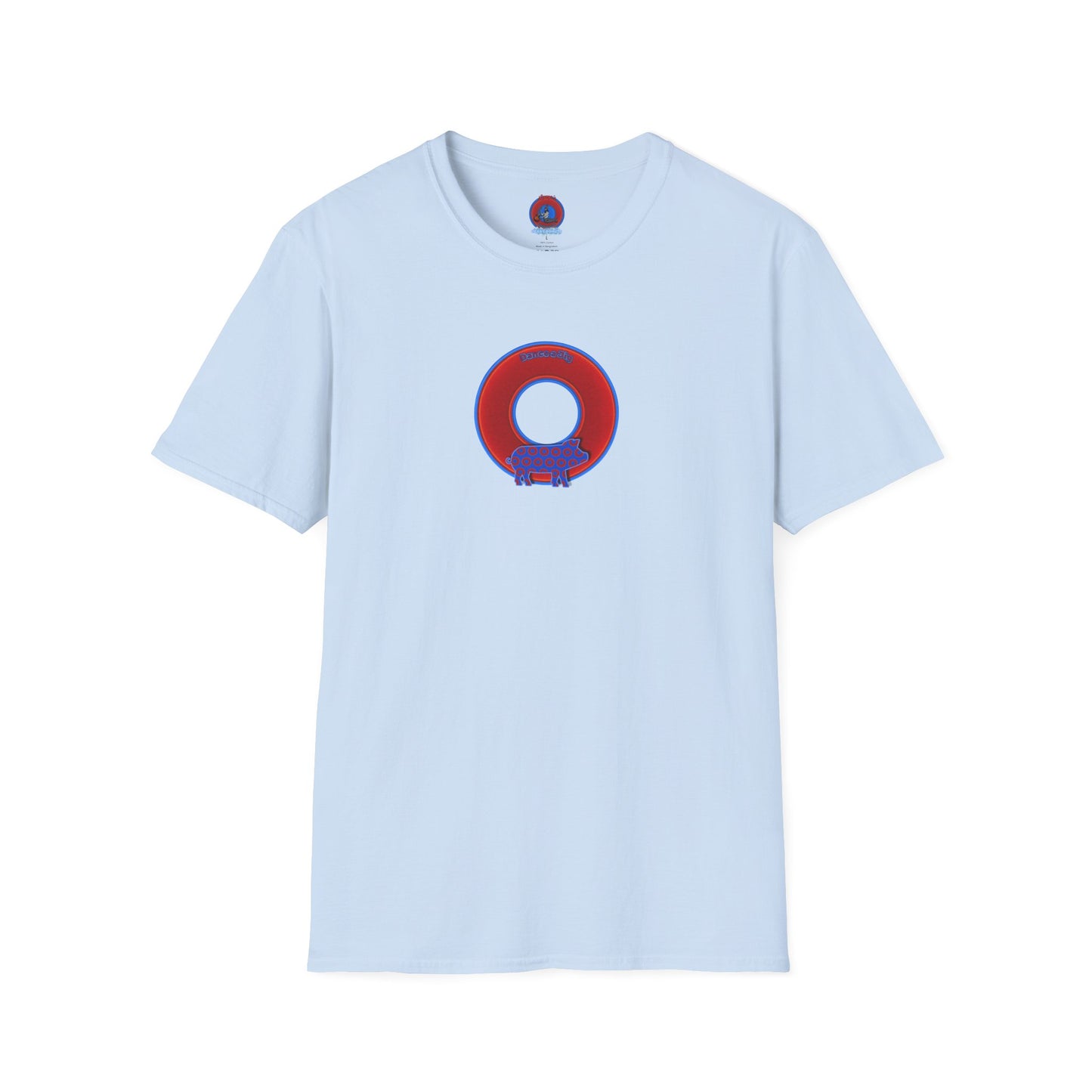 Classic Donut Tee - Unisex Soft-Style - "Guyute's Ugly Donut" - vivid red/blue donut - variant 1