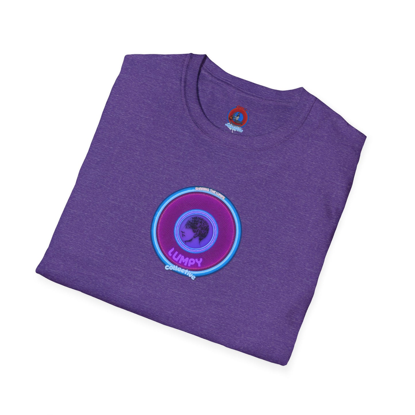 Classic Donut Tee - Unisex Soft-Style - "Lumpy Collective Donut" - rustic purple/light blue lumpy donut - variant 2