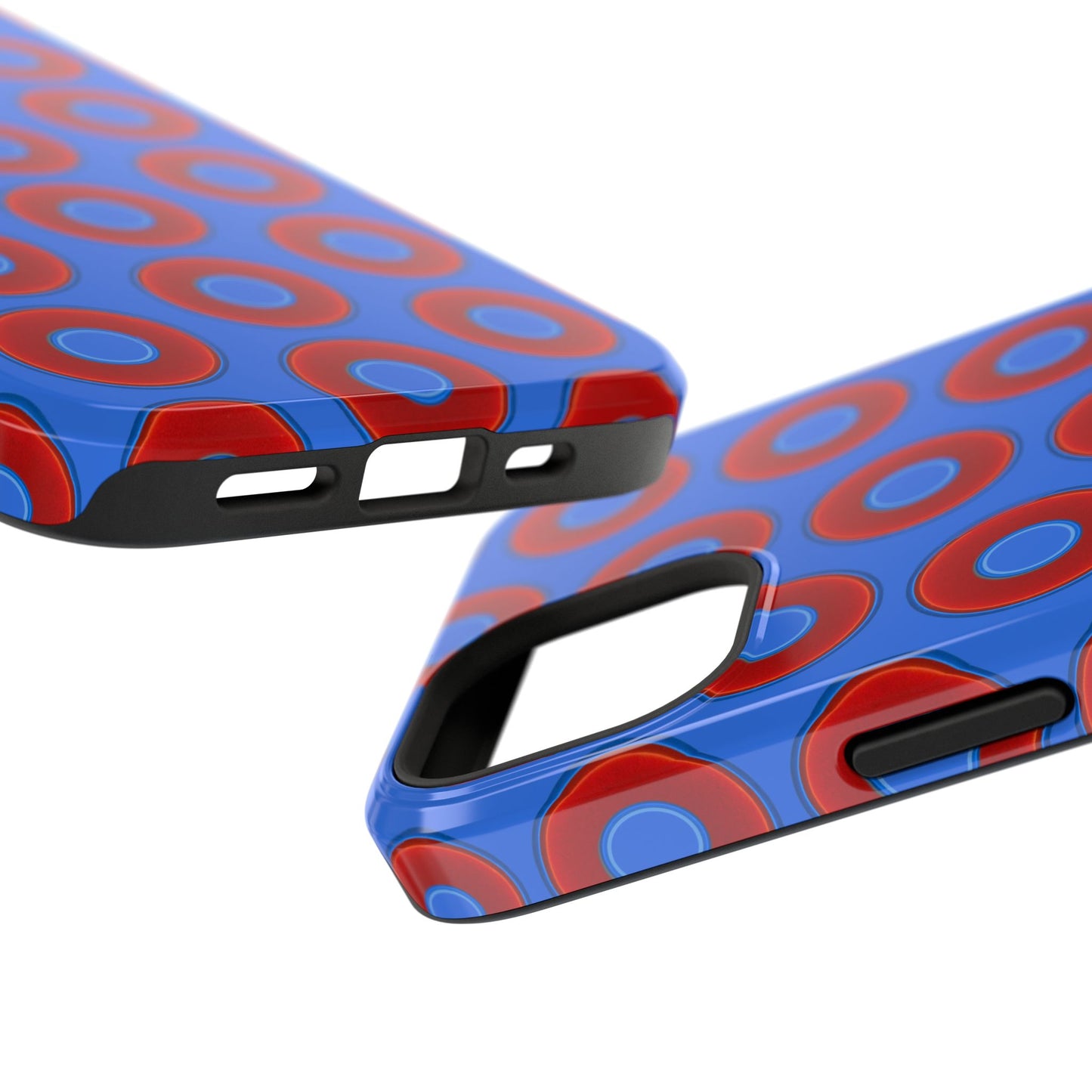 Impact-Resistant Lumpy Donut Case - red vivid donut print w/medium royal blue background