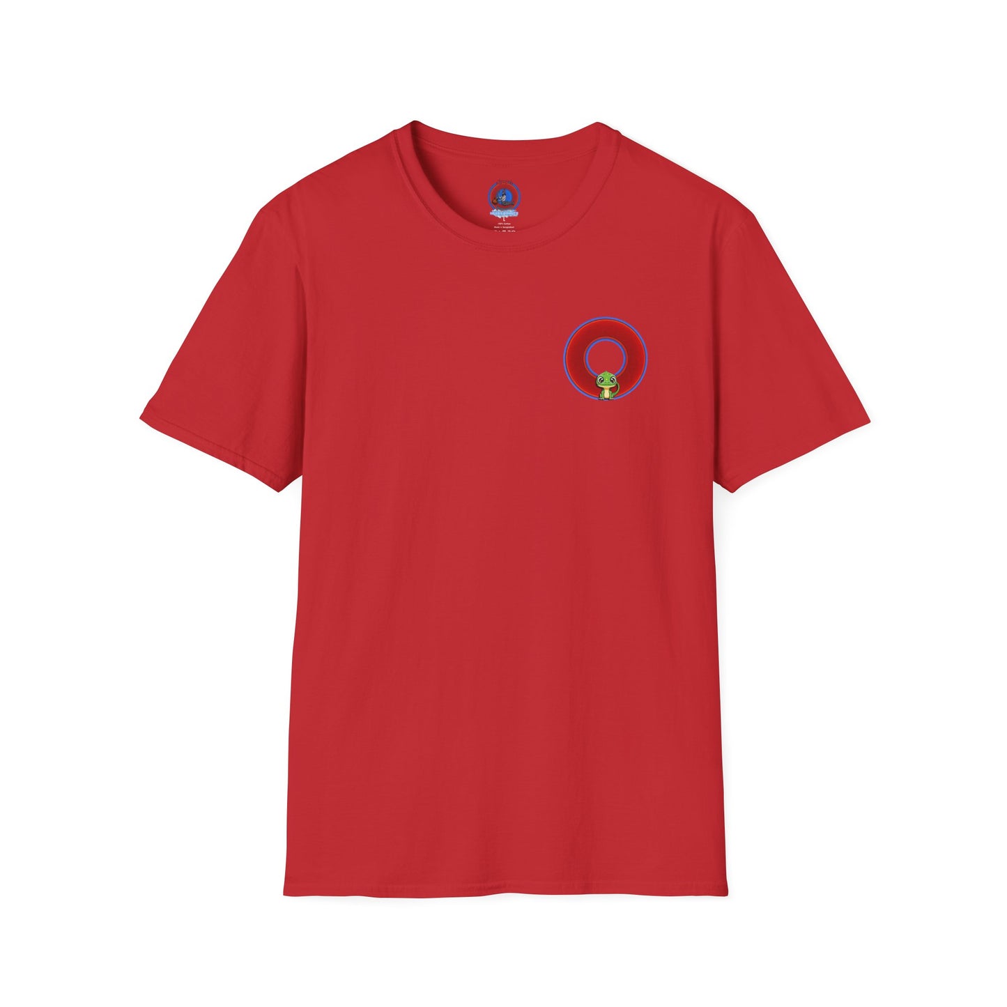 Classic Donut Tee - Unisex Soft-Style - "Little Baby Rutherford's Splendorous Tee" - vivid red donut