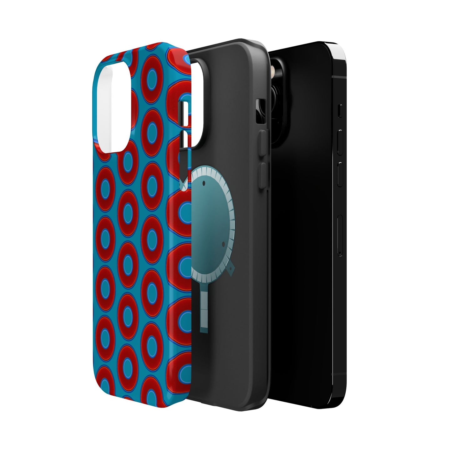 Magnetic Tough Donut Case - red vivid donut print w/aquamarine blue background