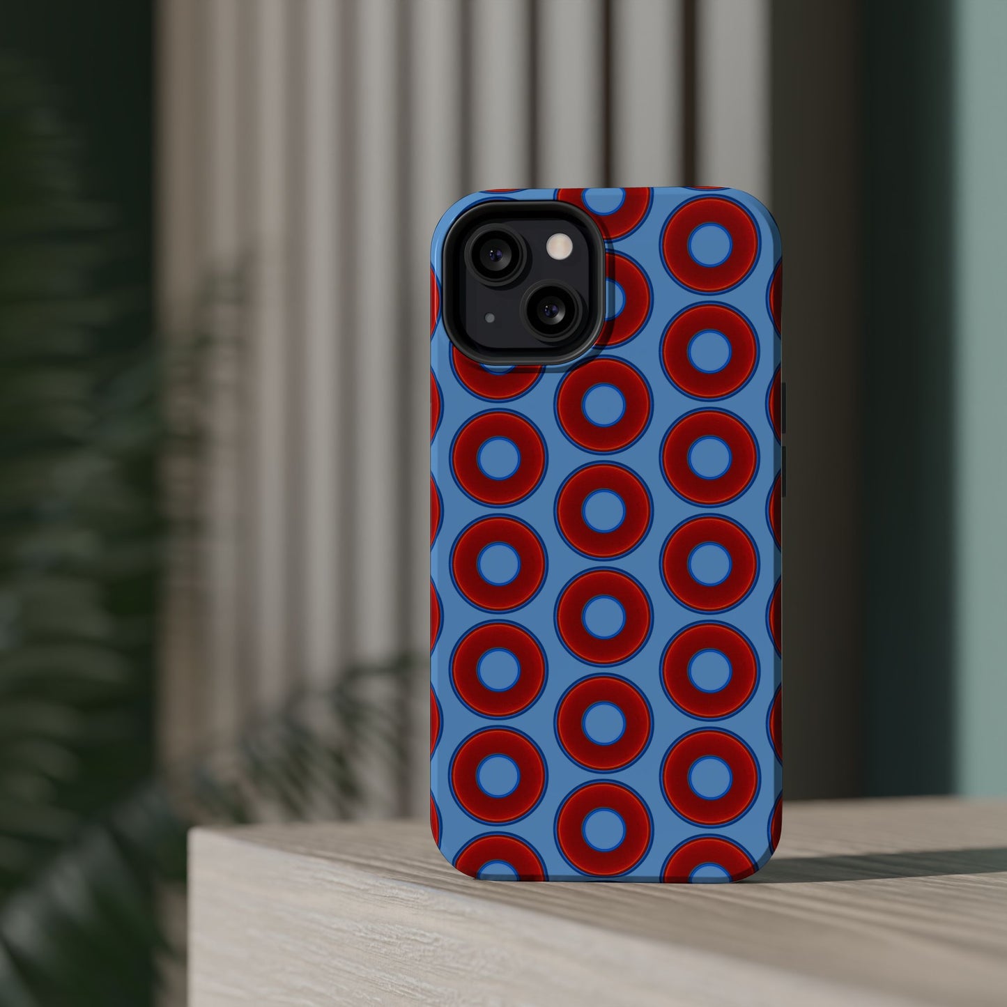 Magnetic Tough Donut Case - red vivid donut print w/light blue background