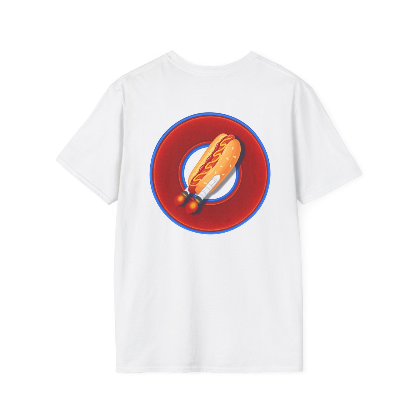 Classic Donut Tee - Unisex Soft-Style - "Viva Las Vegas Donut" -  vivid red donut w/raw dogger - variant 1