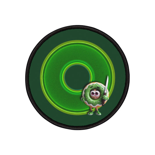 Iron-On Donut Patch - "My Phriend the Donut's Patch" - vivid green donut - variant 4