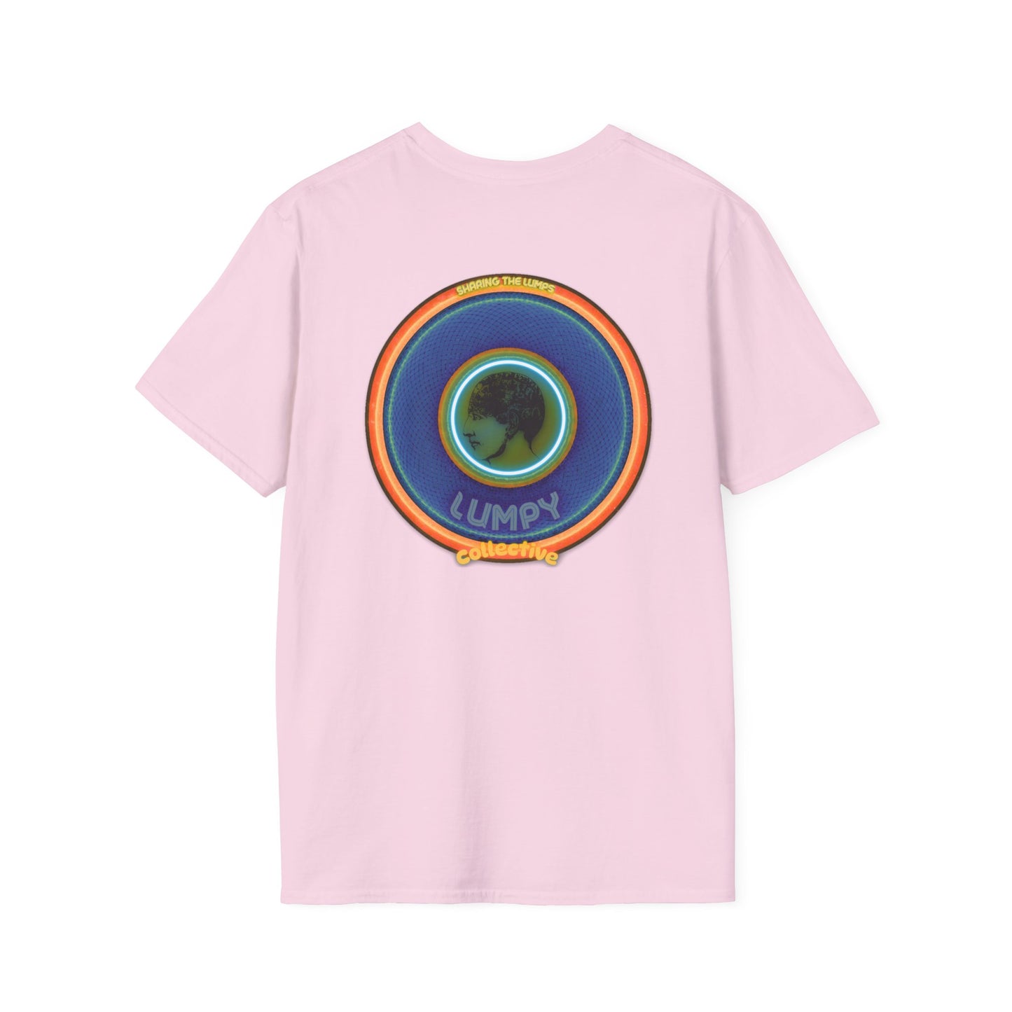 Classic Donut Tee - Unisex Soft-Style - "Lumpy Collective Donut" - blue/orange lumpy donut - variant 4