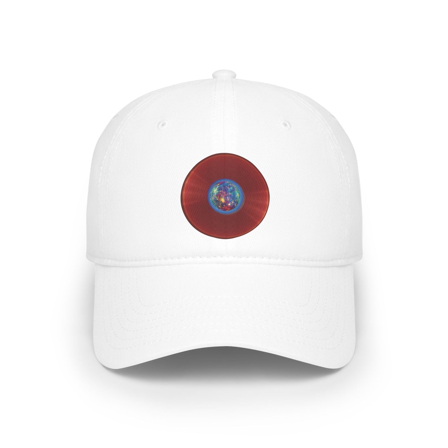 Lumpy Donut Baseball Cap - "Donut of the Gods" - variant 1 - vivid red record donut w/