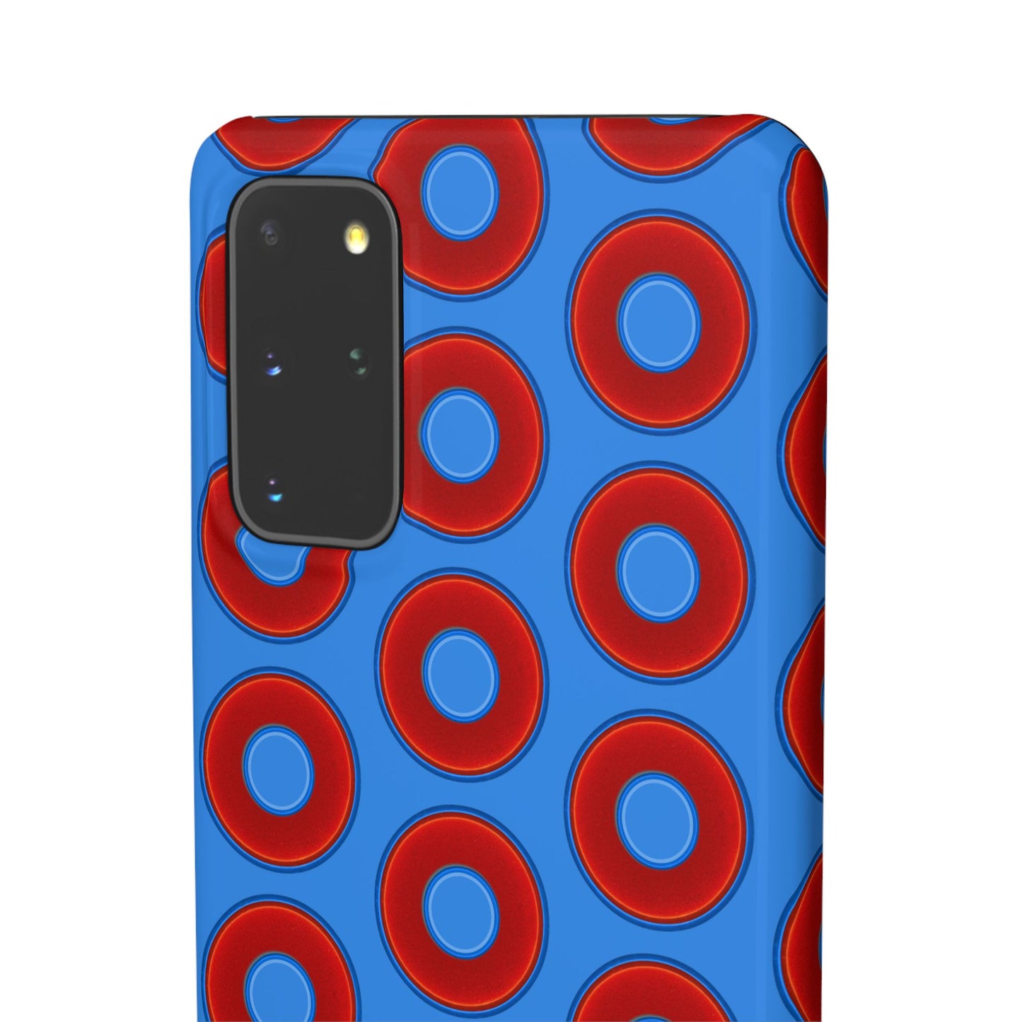 Lumpy Donut Snap Case - red vivid donut print w/light royal blue background