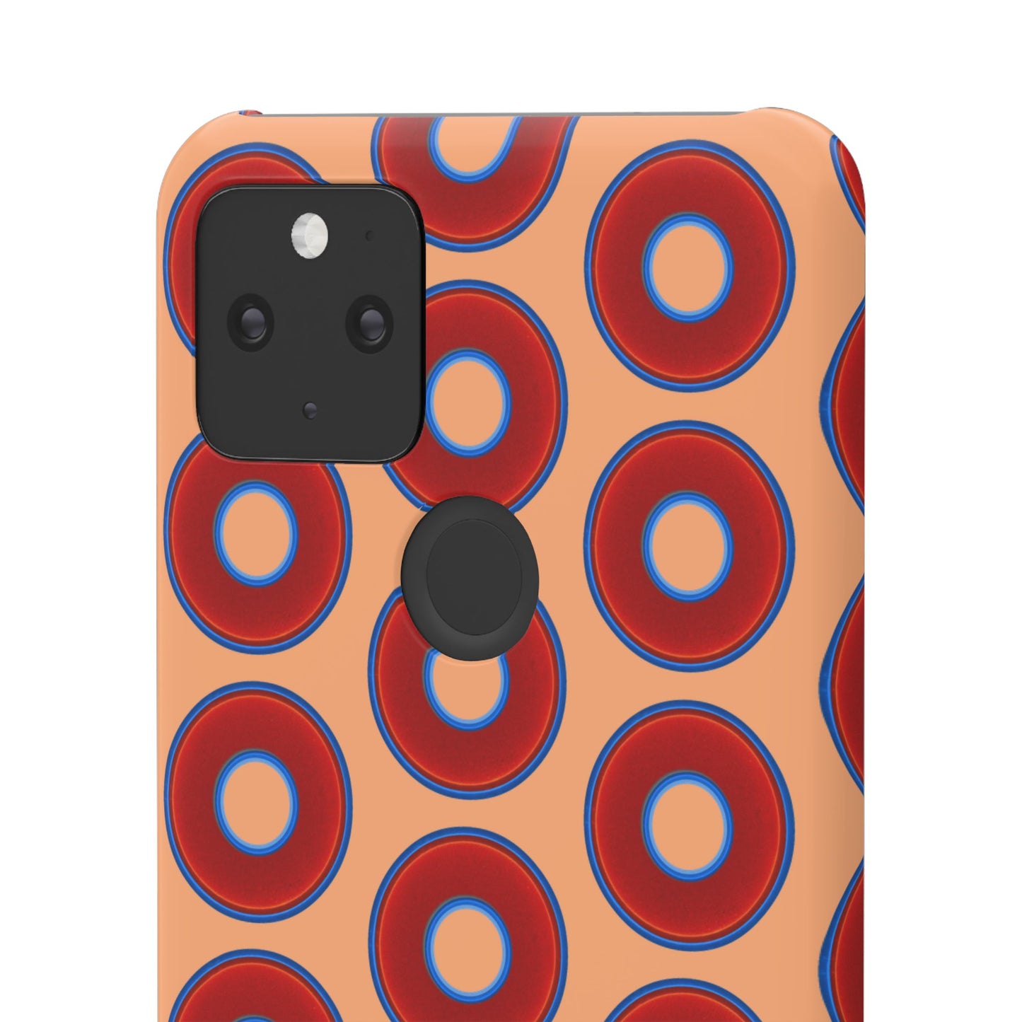 Lumpy Donut Snap Case - red vivid donut print w/peach background