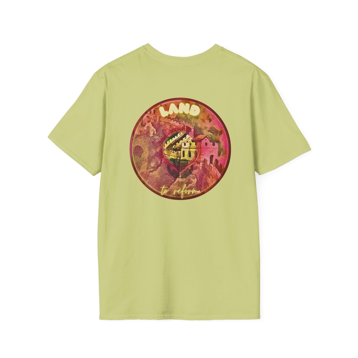 Classic Donut Tee - Unisex Soft-Style - "Donut made with Reforming Dough" - magenta/green donut