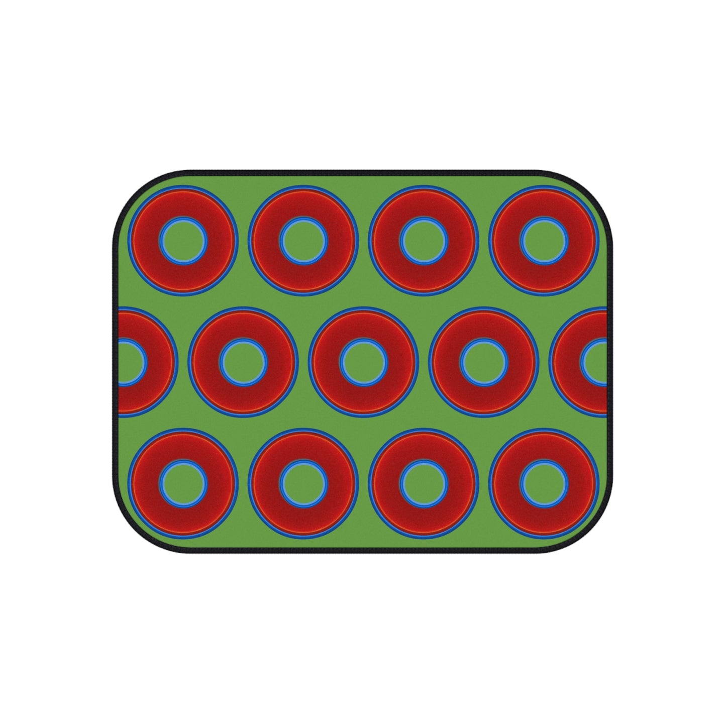 Contacted Car Mats - vivid donut print w/light green background
