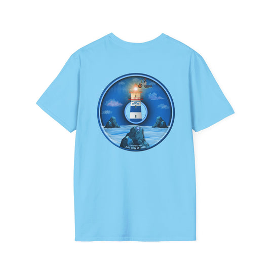 Classic Donut Tee - Unisex Soft-Style - "Merriweather Crab Pâté Feast Donuts" - surreal blue/blue cartoon donut