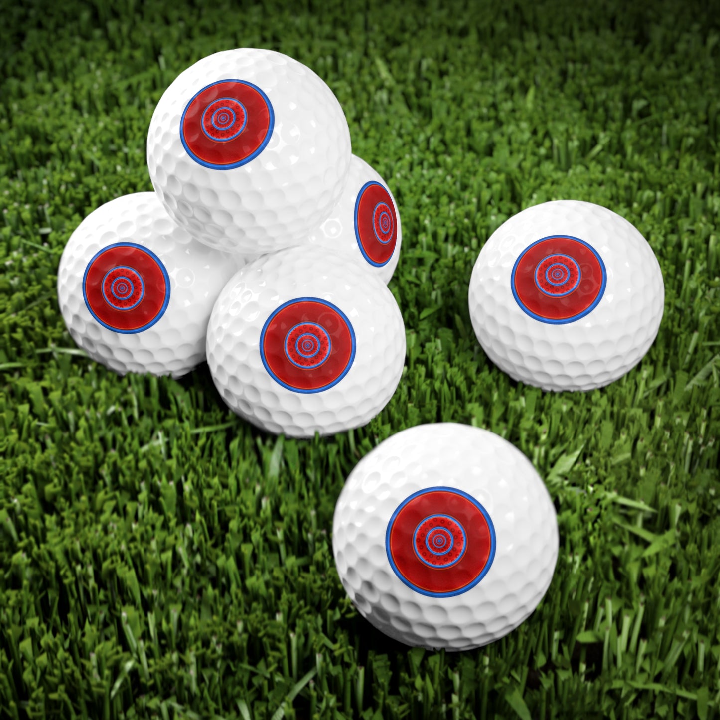 Lumpy Donut Golf Balls - 6-pack - "Plain/Abstract Donut" - red/blue vivid donut w/paradox donut tube
