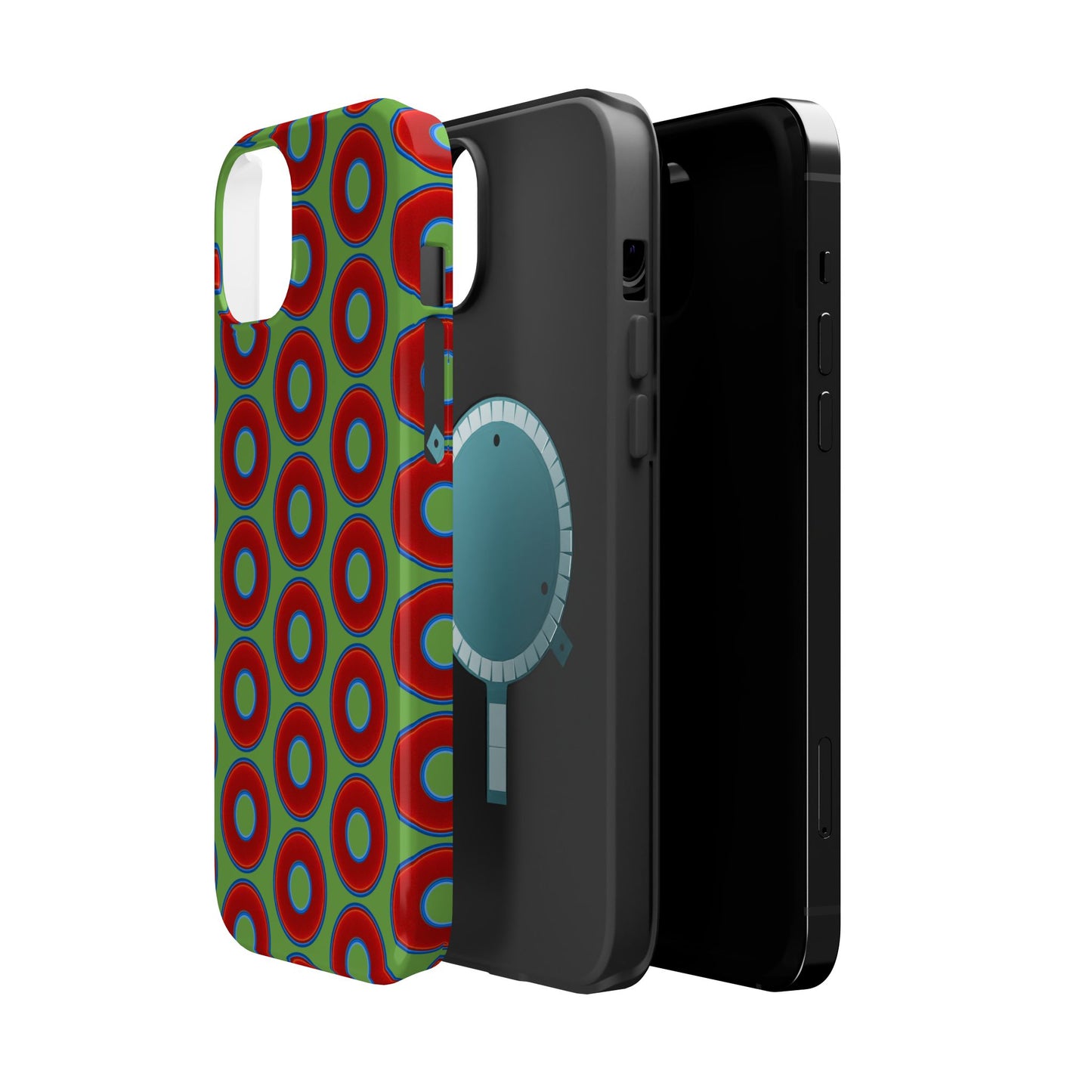 Magnetic Tough Donut Case - red vivid donut print w/light green background