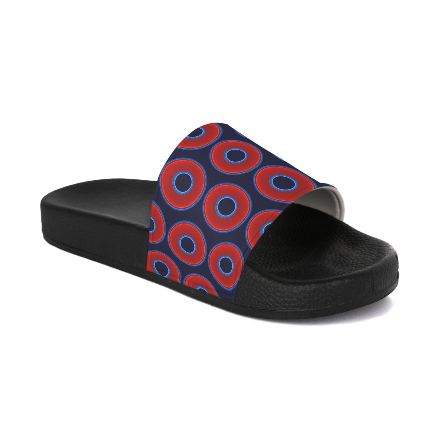 Lumpy Sandals - slip-ons - red vivid donuts w/dark navy blue background