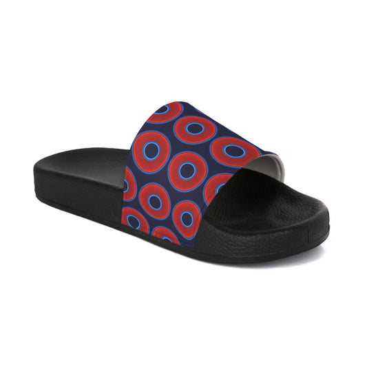 Lumpy Sandals - slip-ons - red vivid donuts w/dark navy blue background