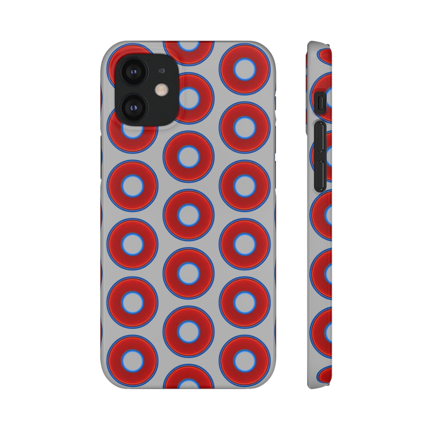 Lumpy Donut Snap Case - red vivid donut print w/light gray background