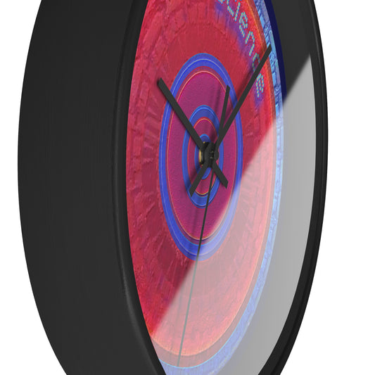 Lumpy Wall Clock - "Scientific Donut" - variant 1 - red tube donut w/navy blue background
