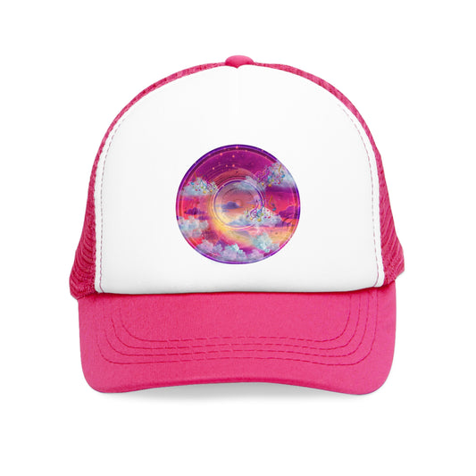 Lumpy Trucker Hat - "Conjurers of Donuts" - purplish/magenta donut