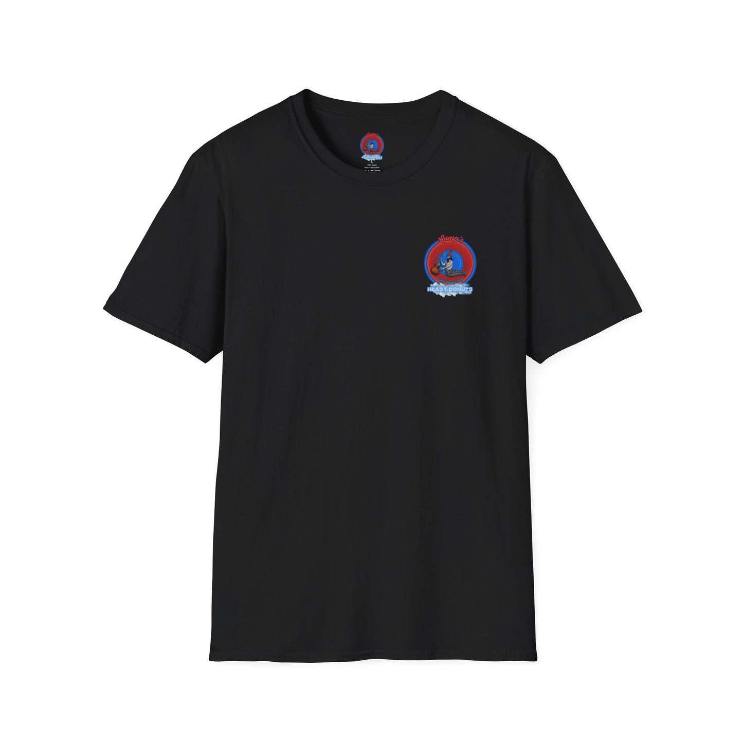 Classic Donut Tee - Unisex Soft-Style - "Lump's Heady Donuts Logo" - series 1.0  - red donut