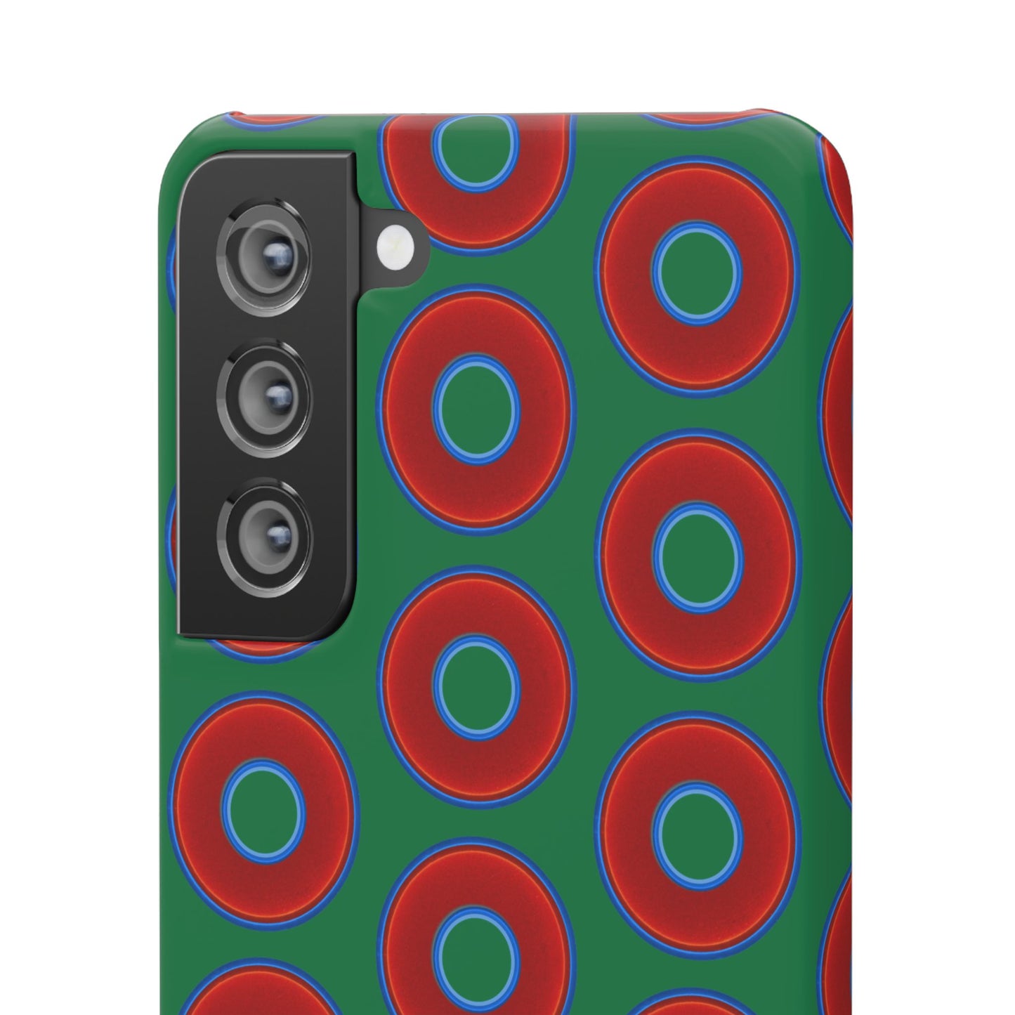 Lumpy Donut Snap Case - red vivid donut print w/green background