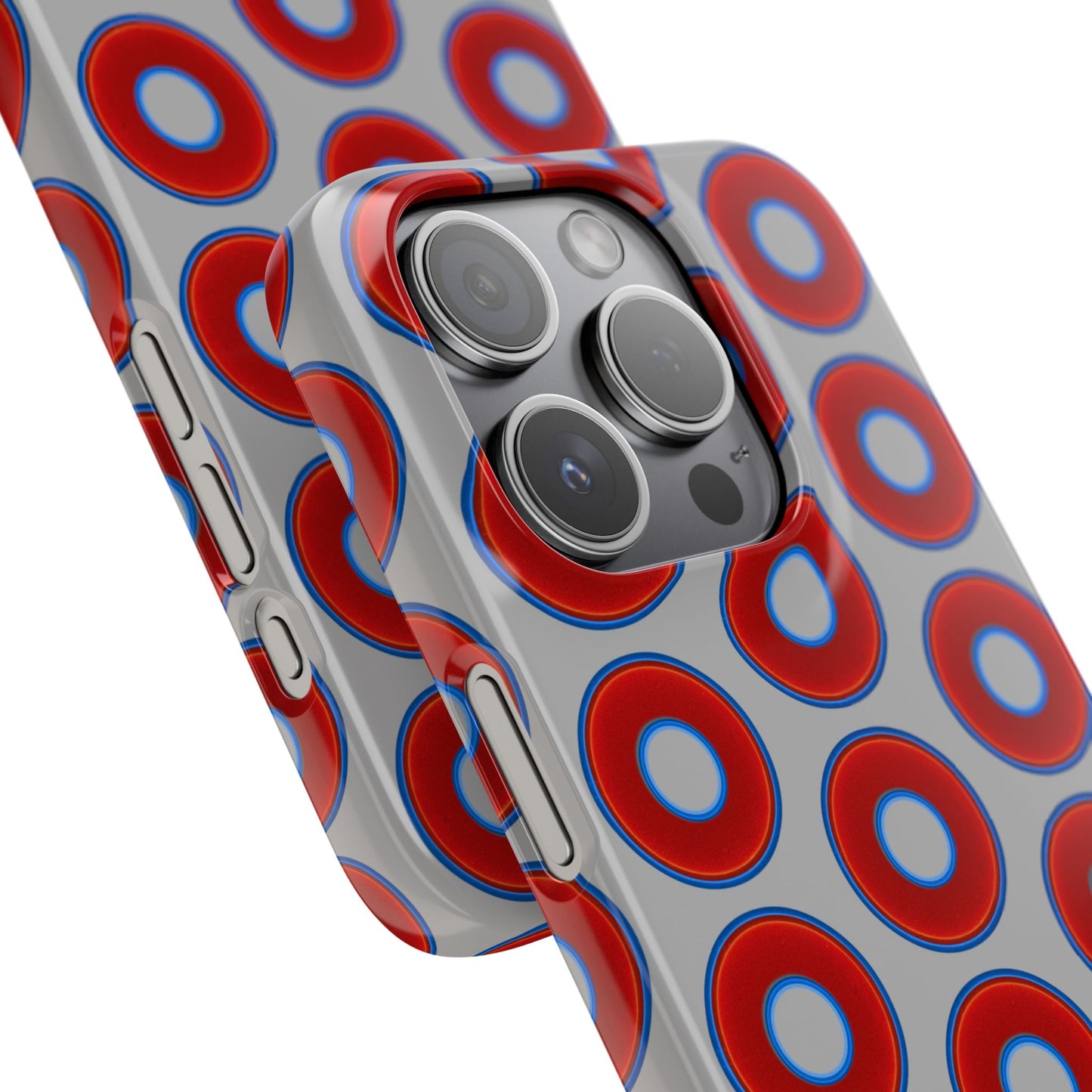 Lumpy Donut Snap Case - red vivid donut print w/light gray background