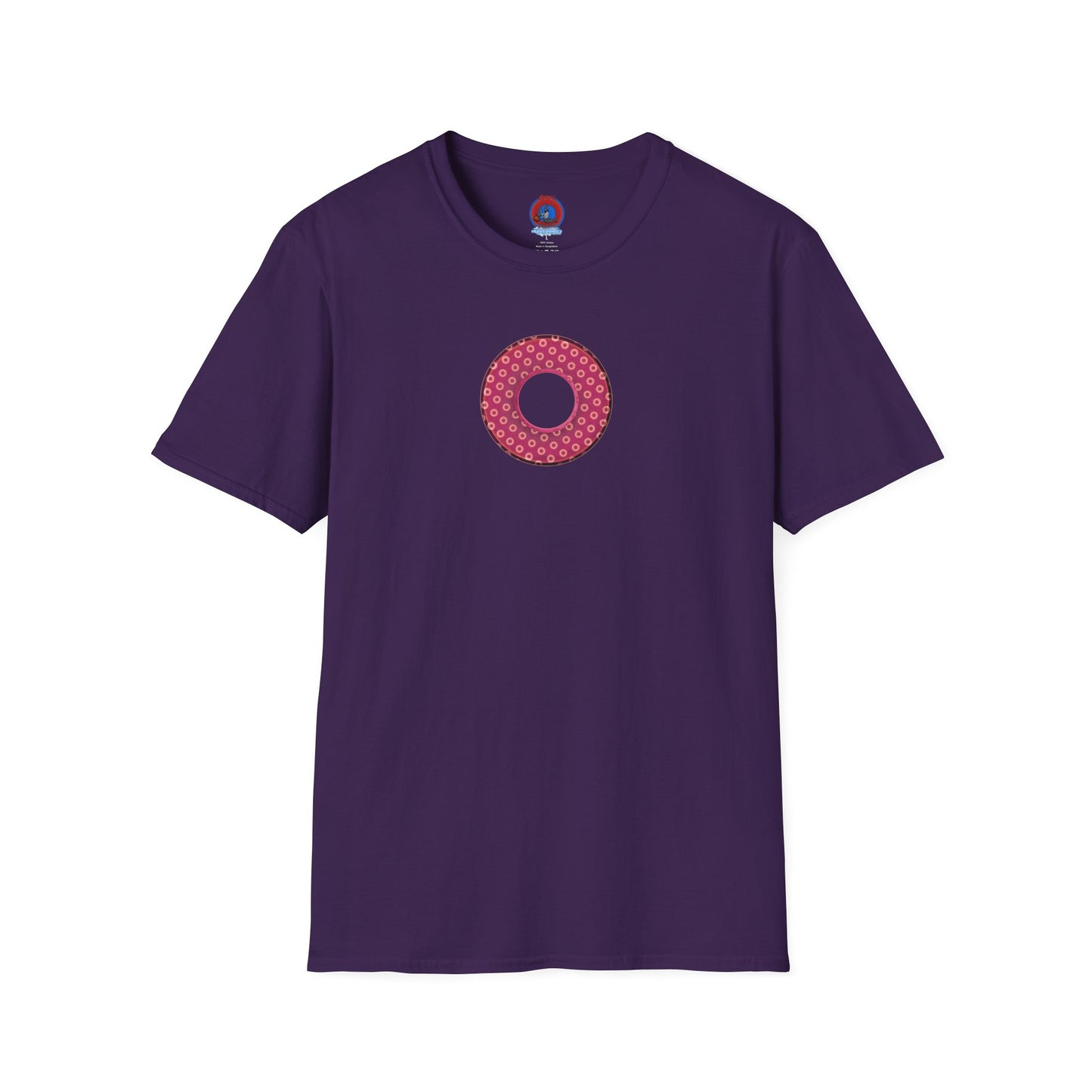 Plain Donuts/Unisex Soft-Style - "Plain Electric Paradoxical Donuts" - dark magenta/coral donuts