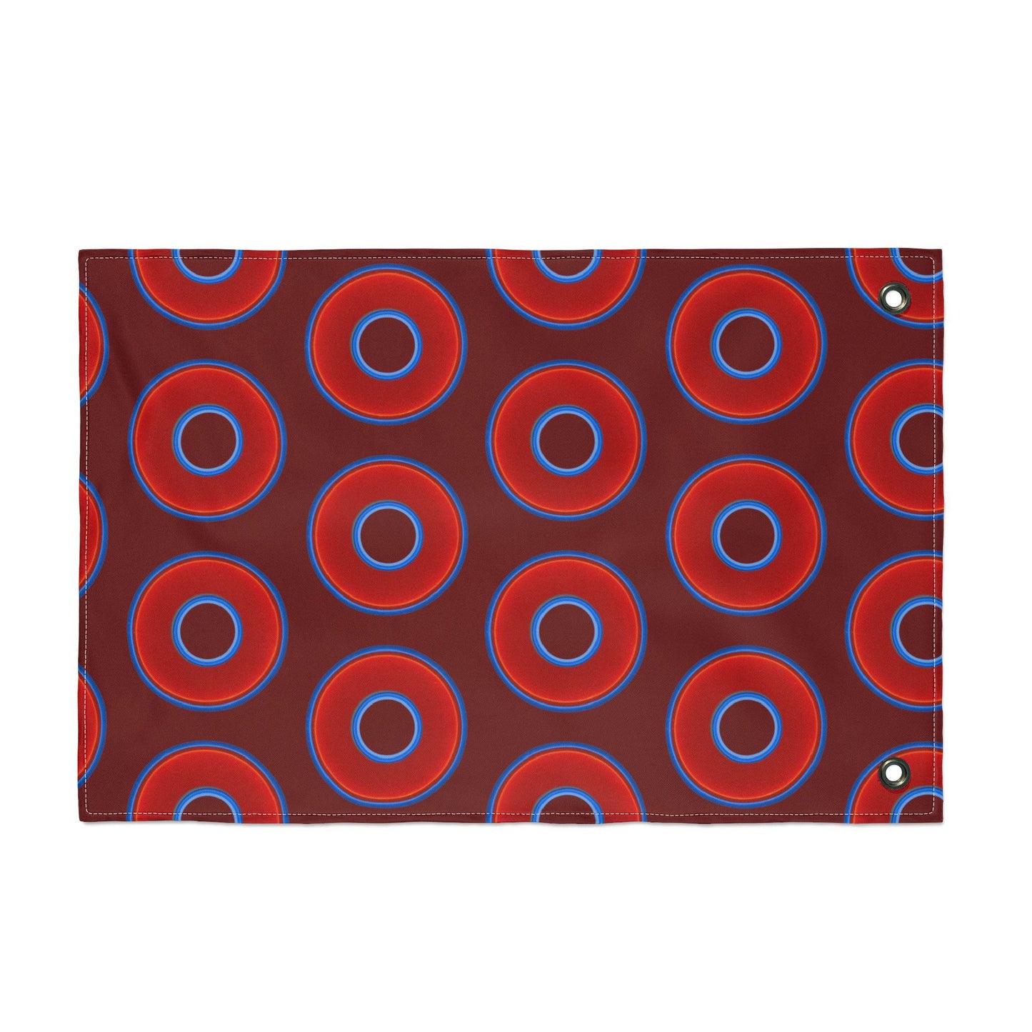 Lumpy Flagpole Sitters - Donut Flags [12" x 18"] - red vivid donut print w/dark crimson background
