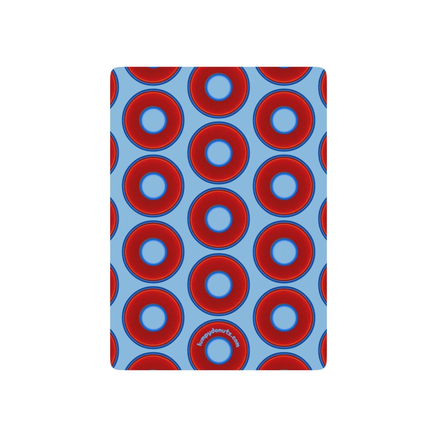 Lumpy Donut Playing Decks - 52-cards - red vivid donuts w/light sky blue background