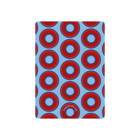 Lumpy Donut Playing Decks - 52-cards - red vivid donuts w/light sky blue background