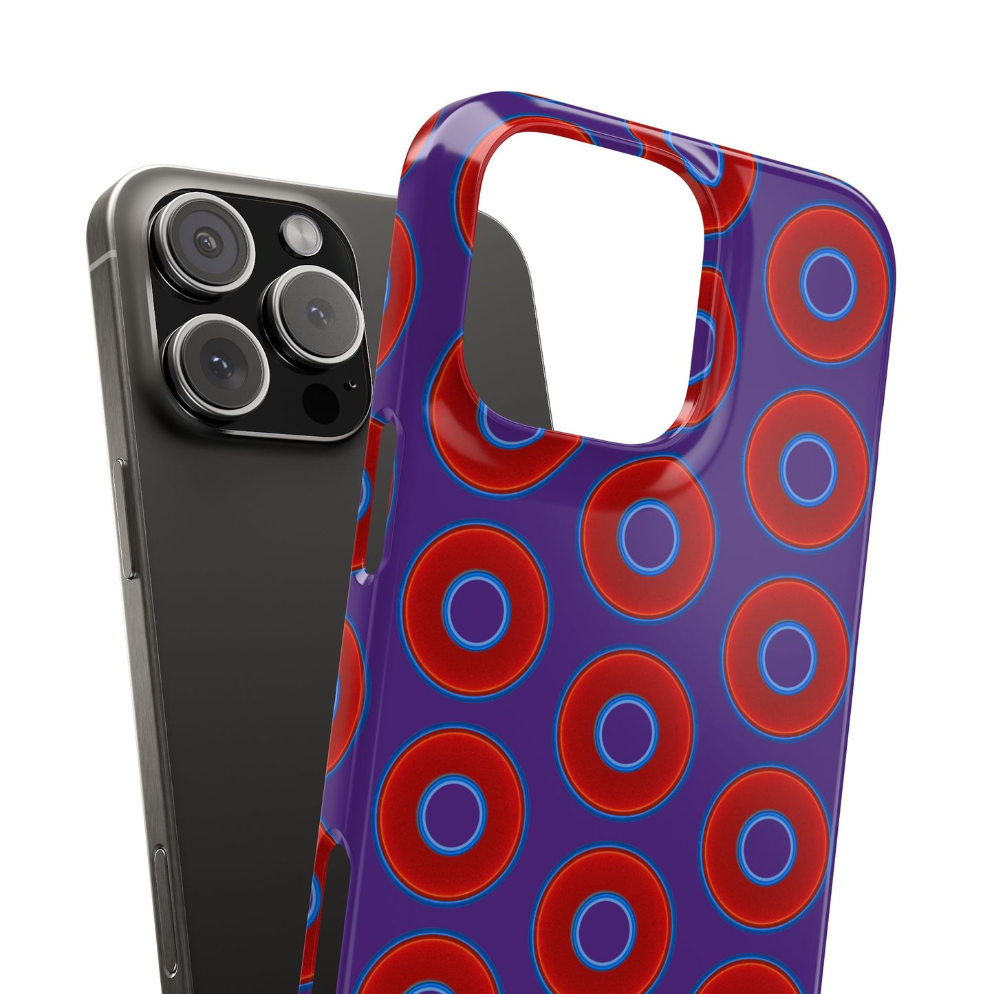 Lumpy Donut Snap Case - red vivid donut print w/dark purple background