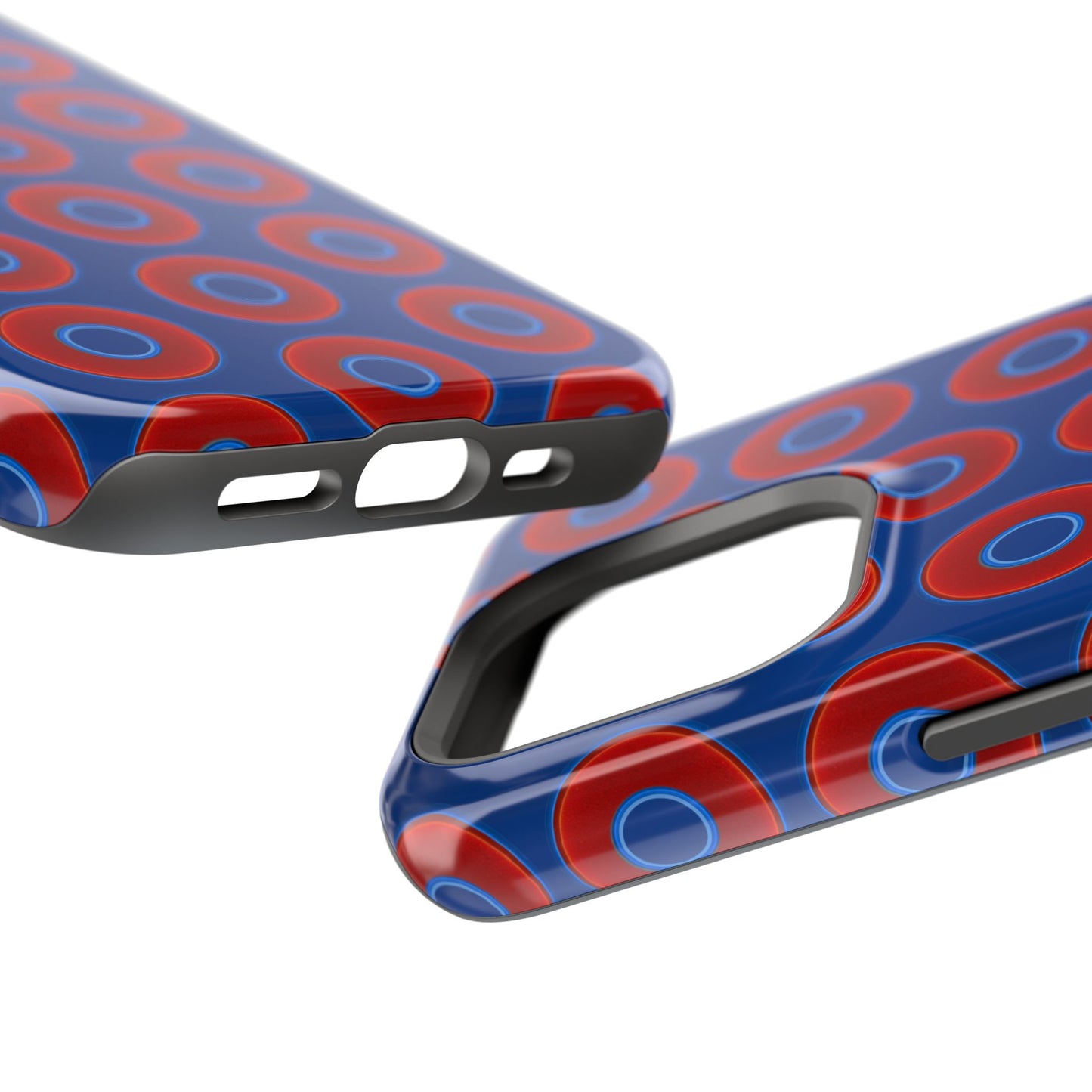 Impact-Resistant Lumpy Donut Case - red vivid donut print w/dark blue background