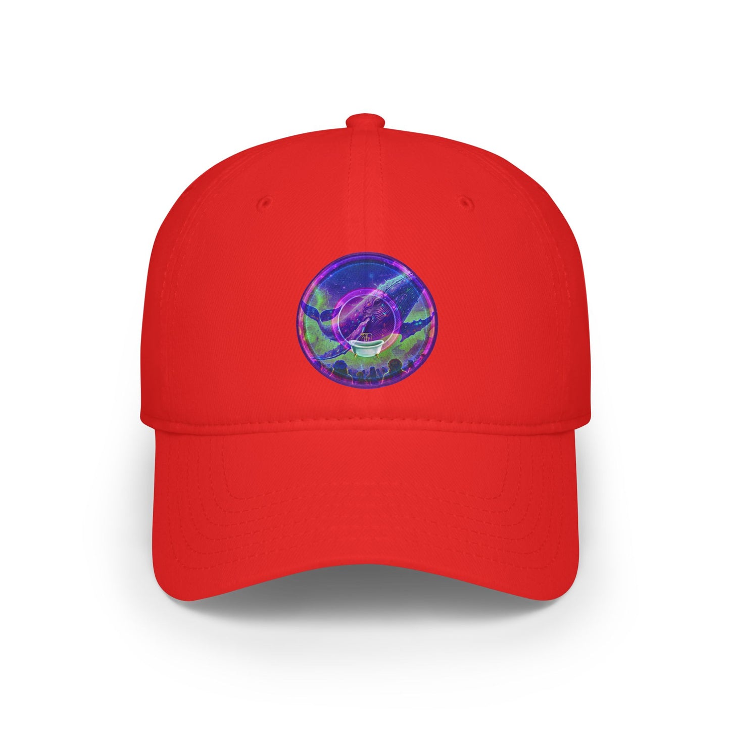 Lumpy Donut Baseball Cap - "Whale of a Good Donut Cap" - variant 2 - purple/green pic donut w/