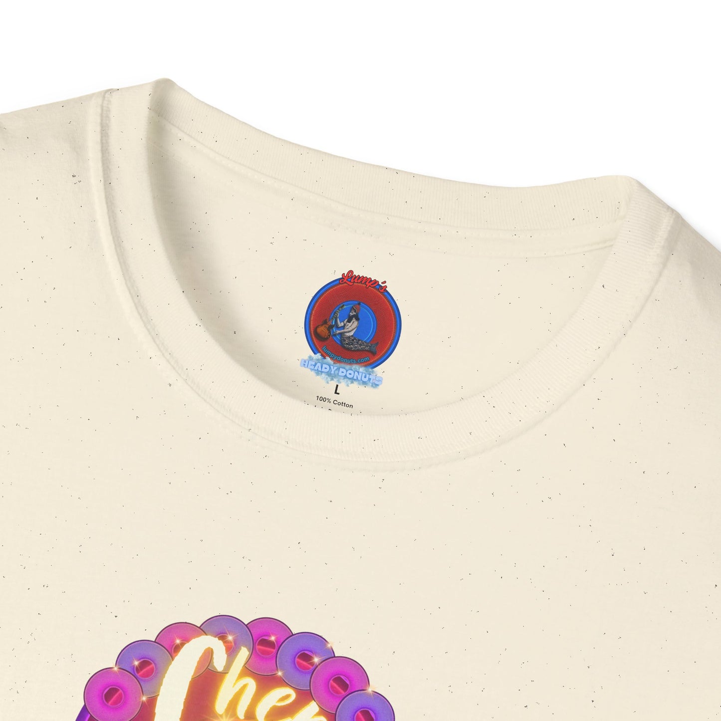 Classic Donut Tee - Unisex Soft-Style - "Chering is Caring Donut' - vivid magenta/purple donut
